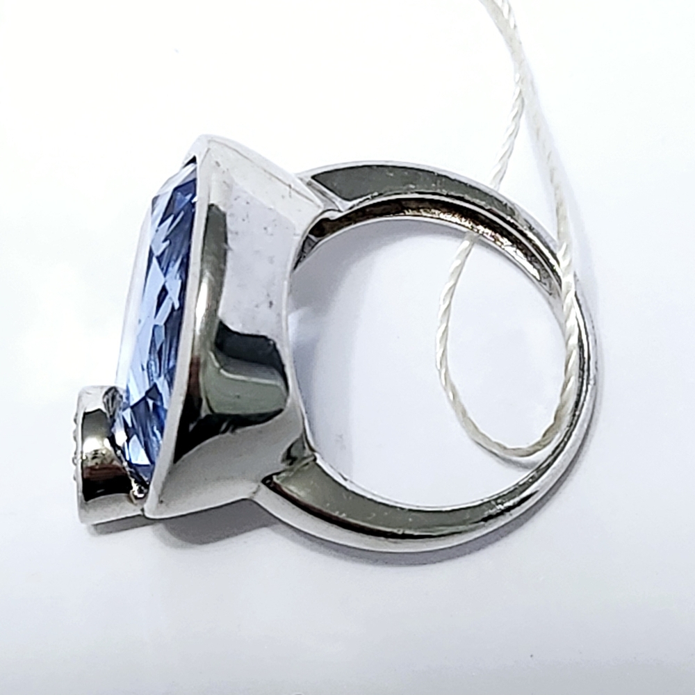 New Sterling silver round blue ring sz 6.5 - Picture 8 of 10